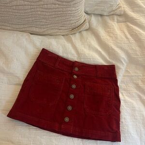 Free People Red Corduroy Skirt